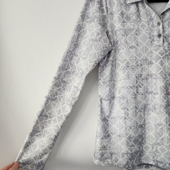 Adidas Golf gray white geometric print athletic 1/4 button pullover womens sz S - Picture 2 of 6